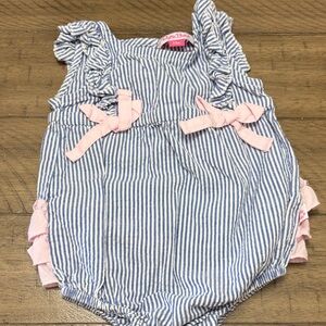 Ruffle Butts Navy and White Striped Romper